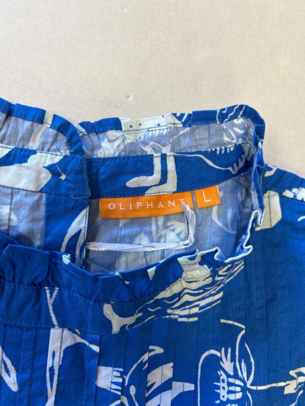 OLIPHANT Audubon Pintuck Ruffle Mini Dress Blue Size Large NWT - Picture 8 of 9